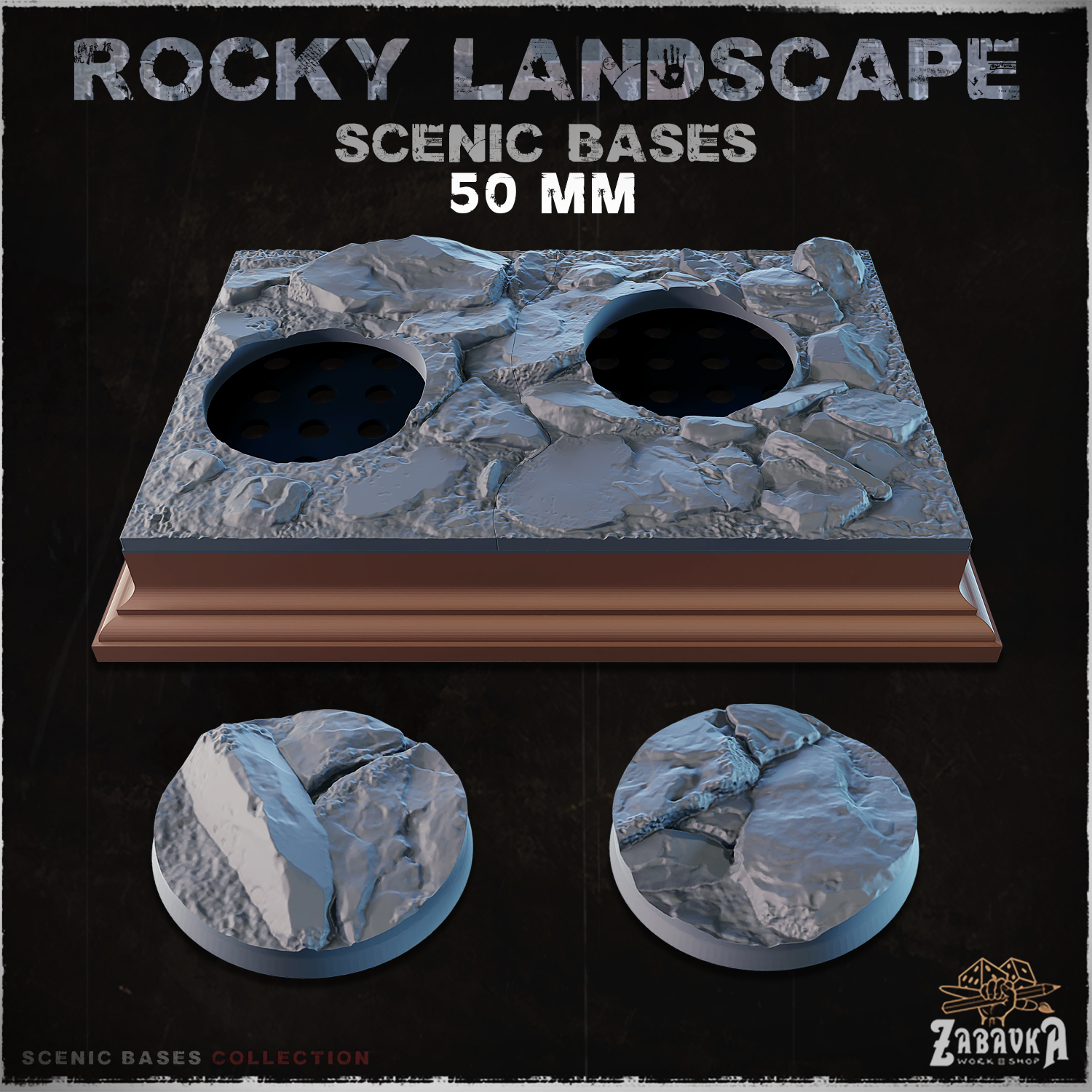 Rocky Landscape - Scenic Bases (50mm Bases)